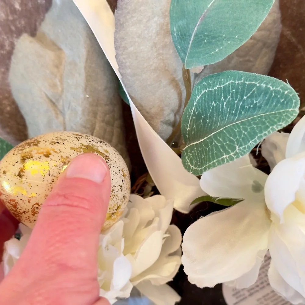 Spring Wreath or Candle Ring Centerpiece Greenery & Pastel Easter Eggs & Flowers